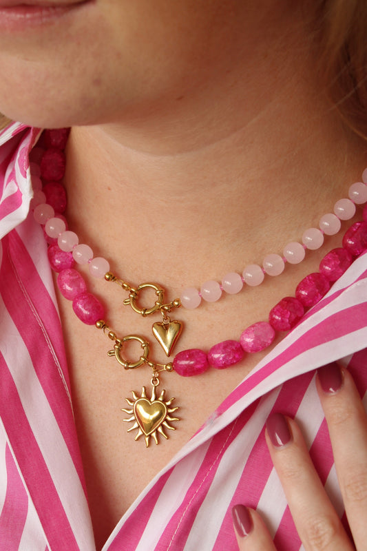 Lovely pink glaskralen ketting