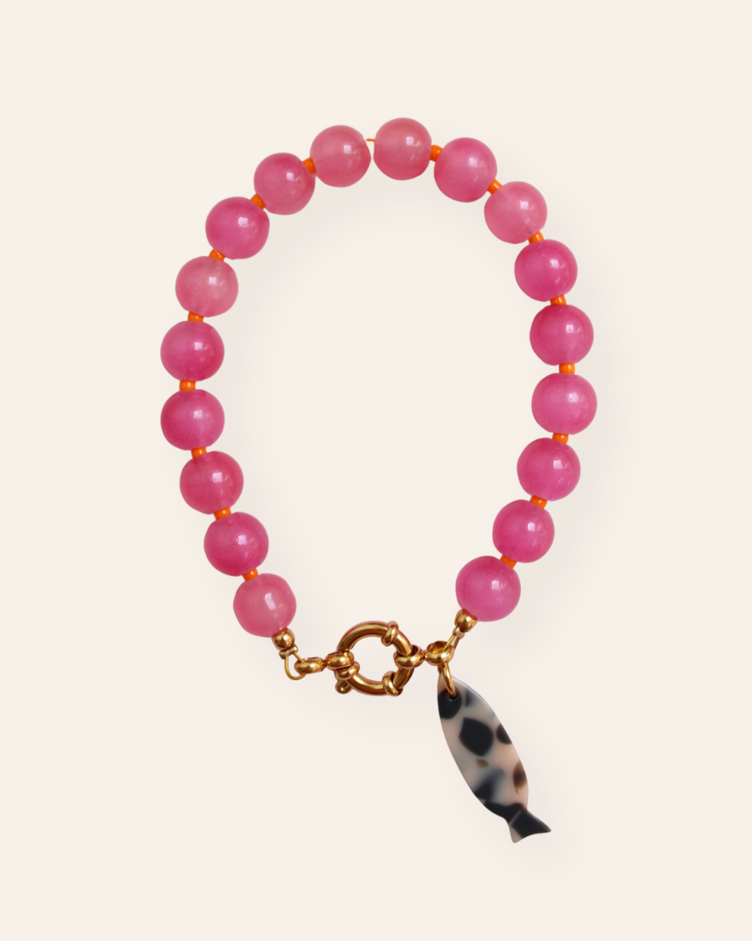 Roze glaskralen armband
