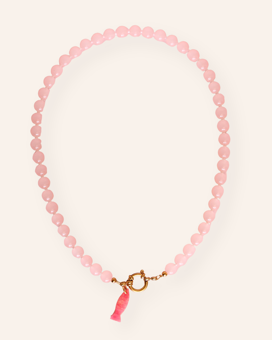 Lovely pink glaskralen ketting
