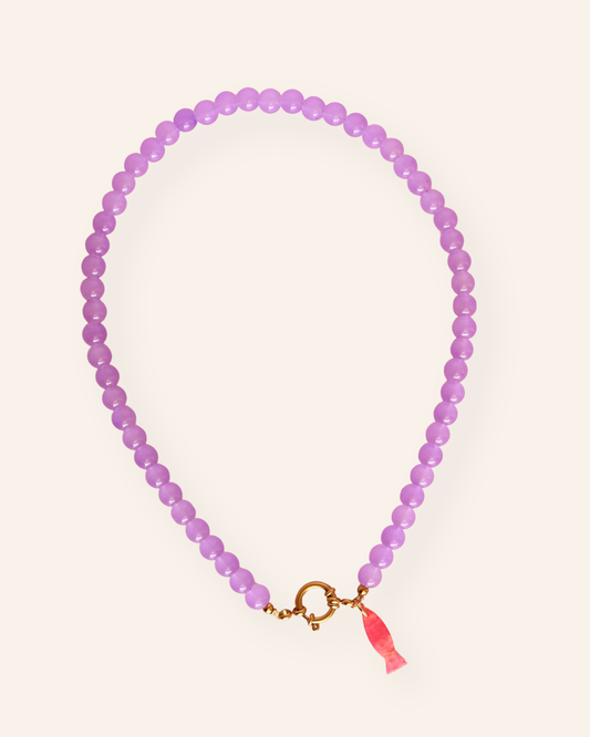 Lavender purple glaskralen ketting