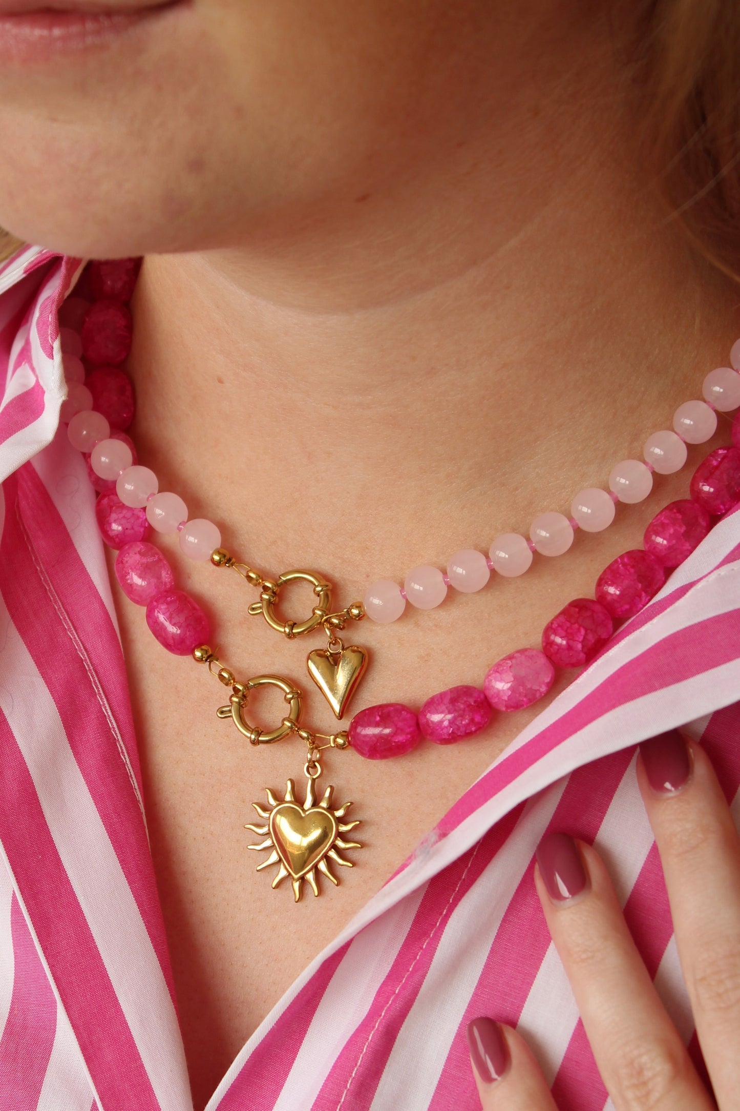 Lovely pink glaskralen ketting