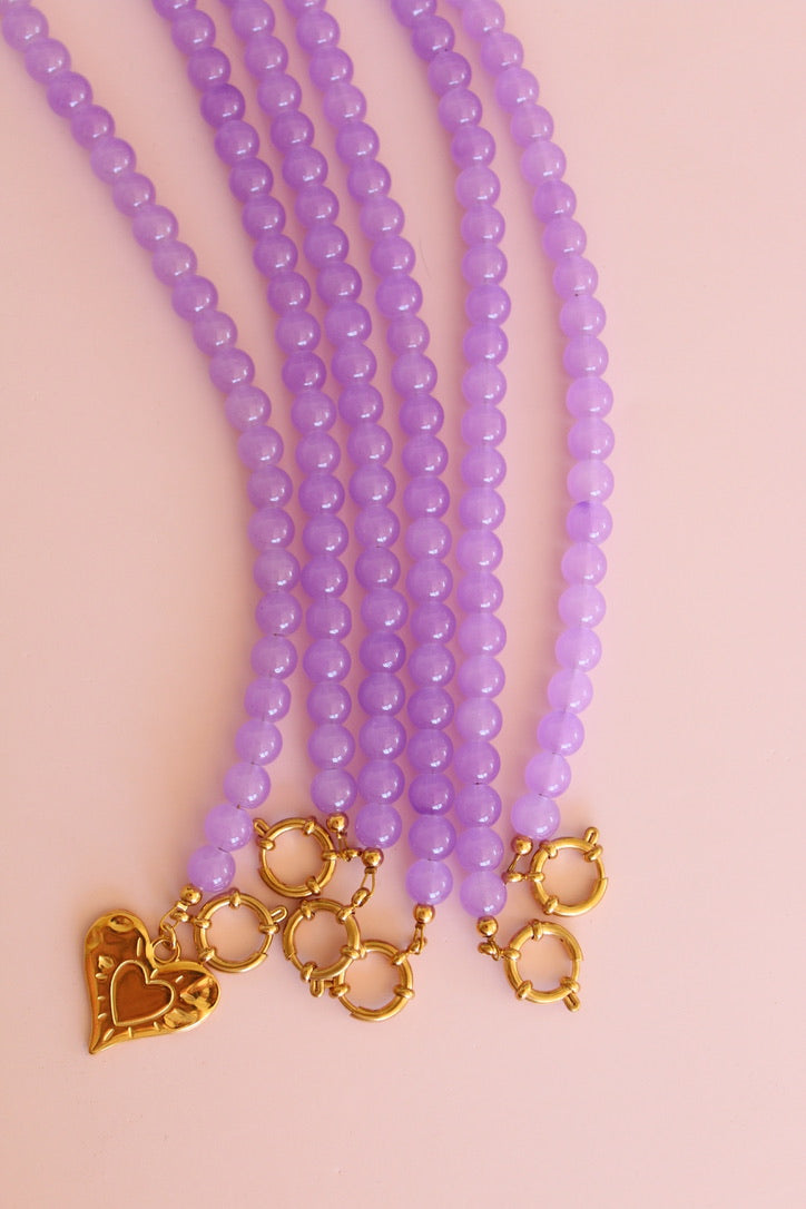 Lavender purple glaskralen ketting