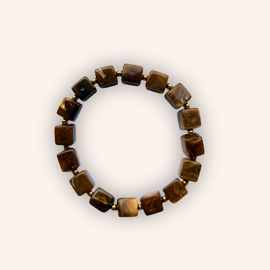 Bruine blokjes armband