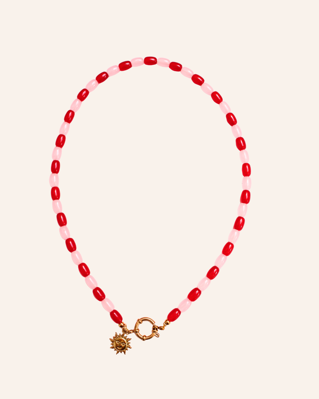 Lightly pink and red kralenketting
