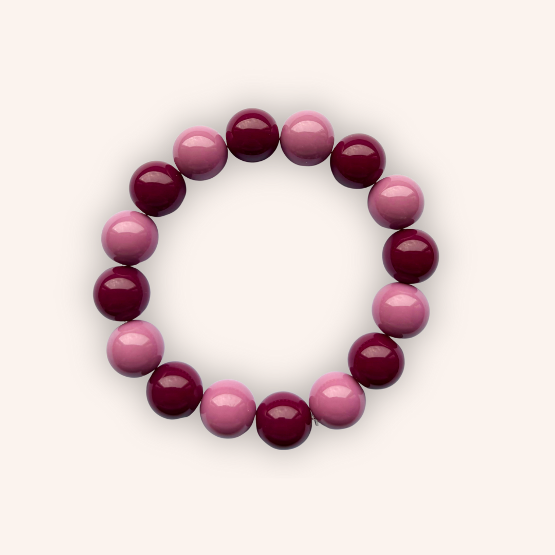 Roze & burgundy kralen armband