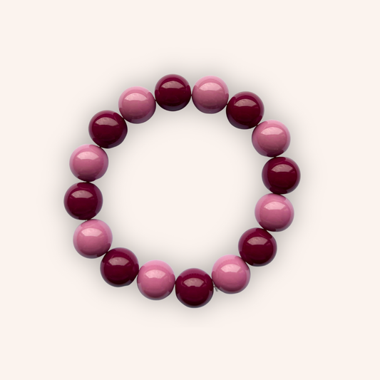 Roze & burgundy kralen armband