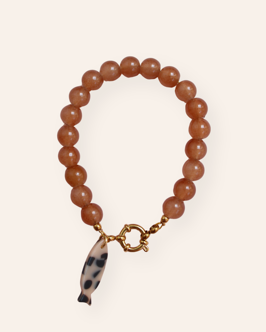 Karamel glaskralen armband