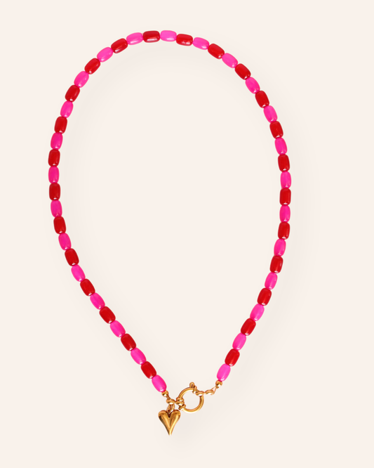 Perfect match pink and red kralenketting