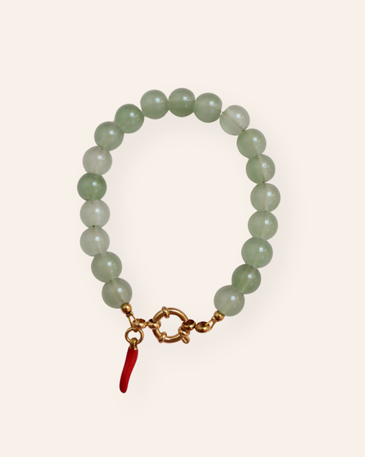 Zeegroene glaskralen armband