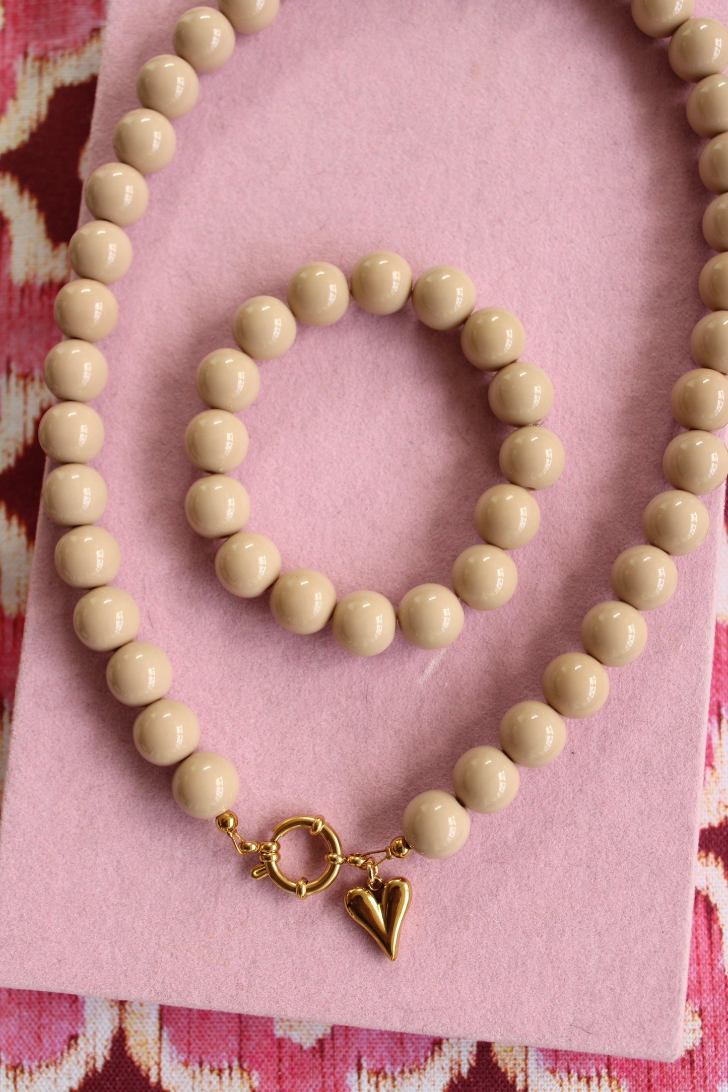 Setje beige ketting + armband