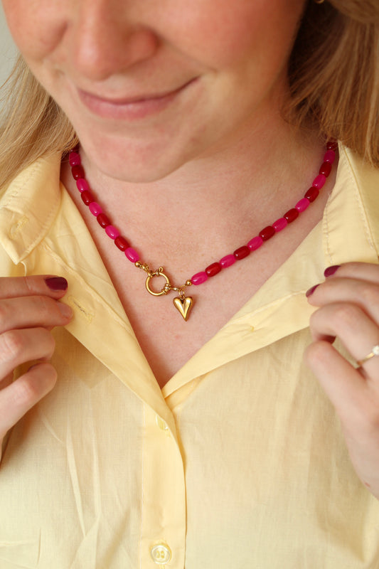 Perfect match pink and red kralenketting