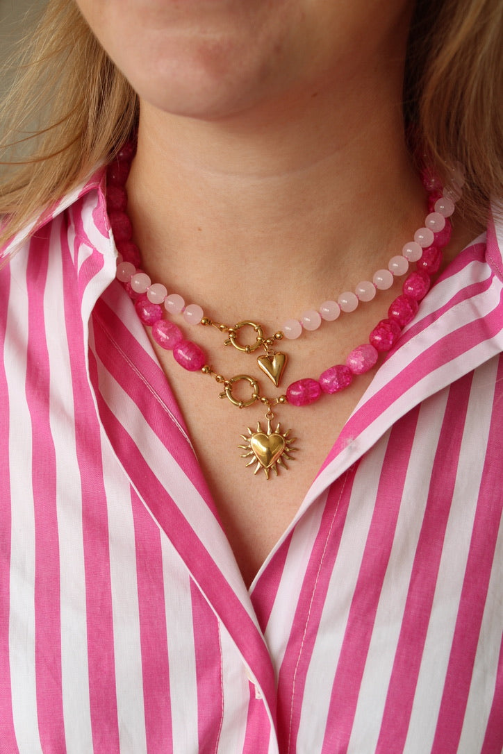 Perfect pink glaskralen ketting