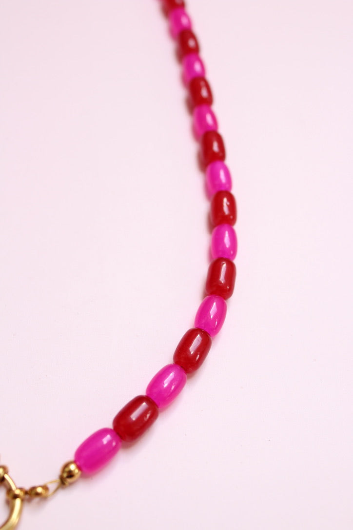 Perfect match pink and red kralenketting