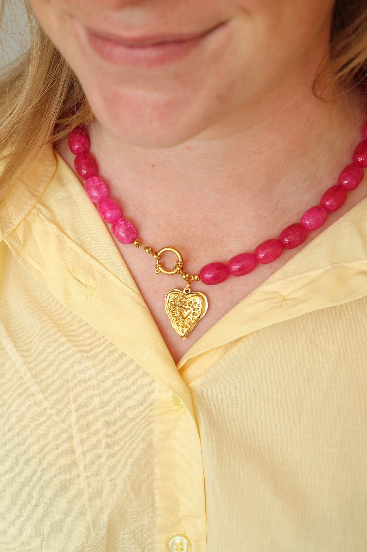 Perfect pink glaskralen ketting