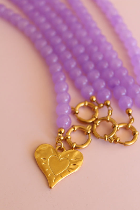 Lavender purple glaskralen ketting