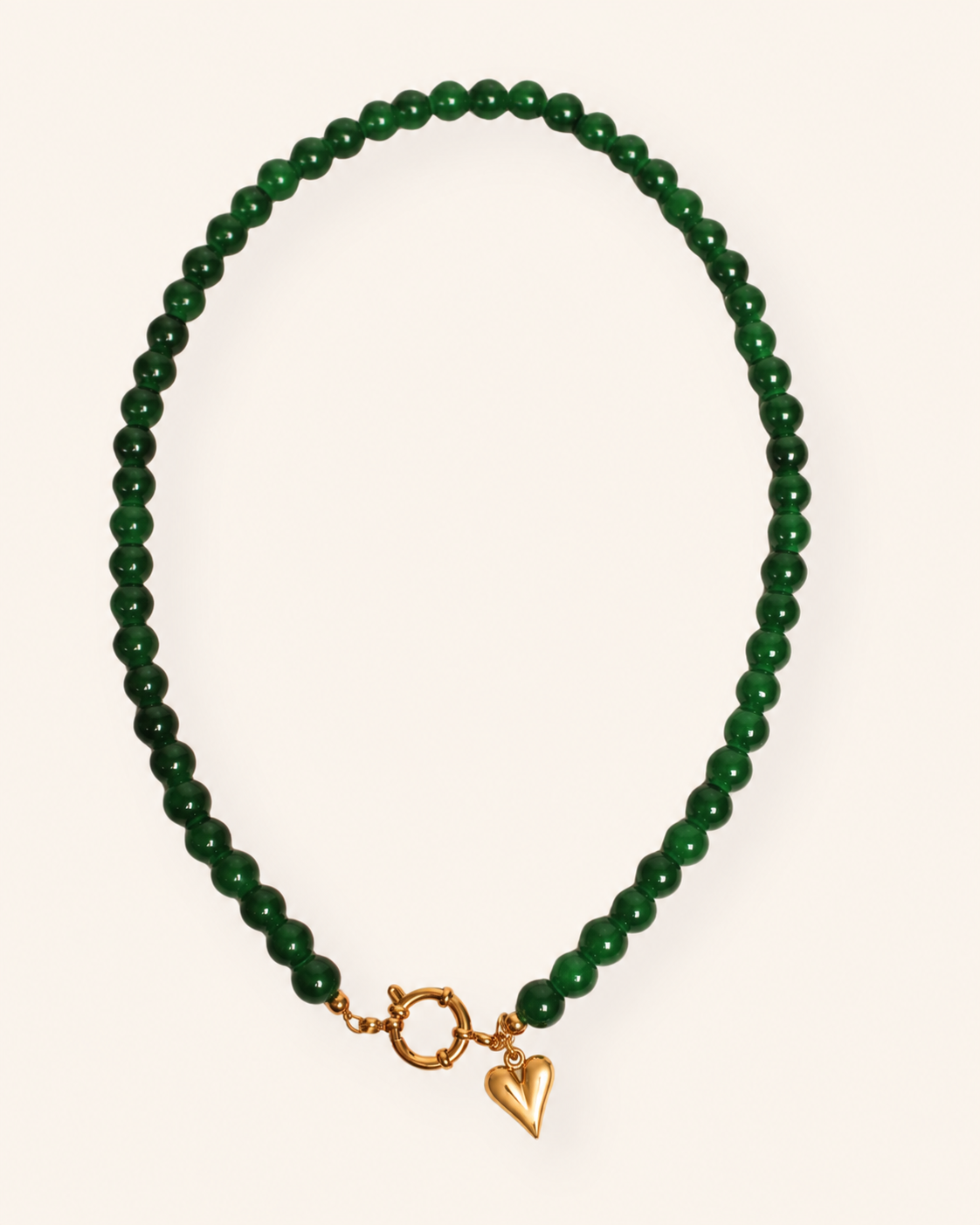 Smaragdgroene glaskralen ketting