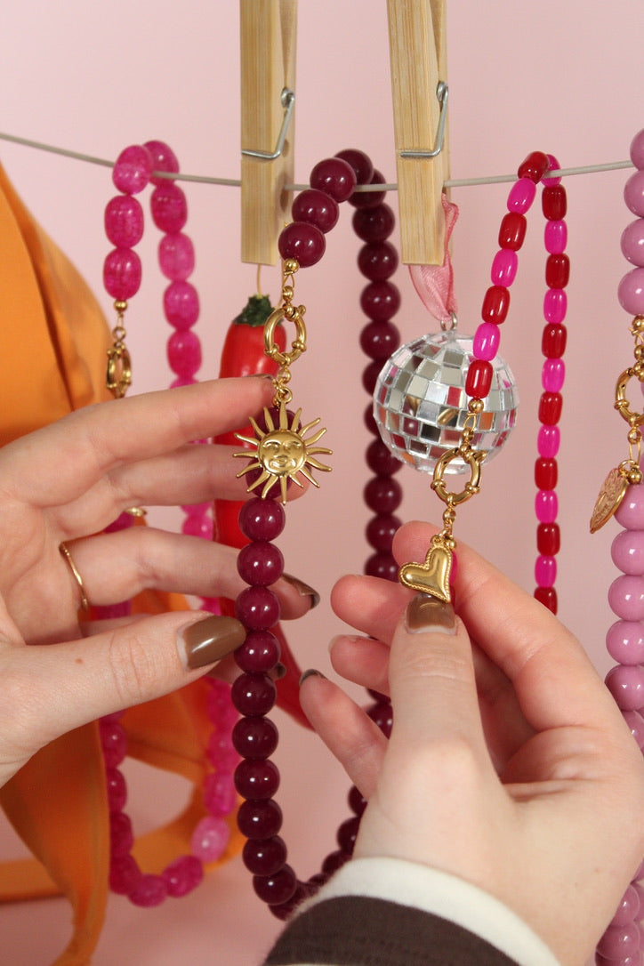 Perfect match pink and red kralenketting