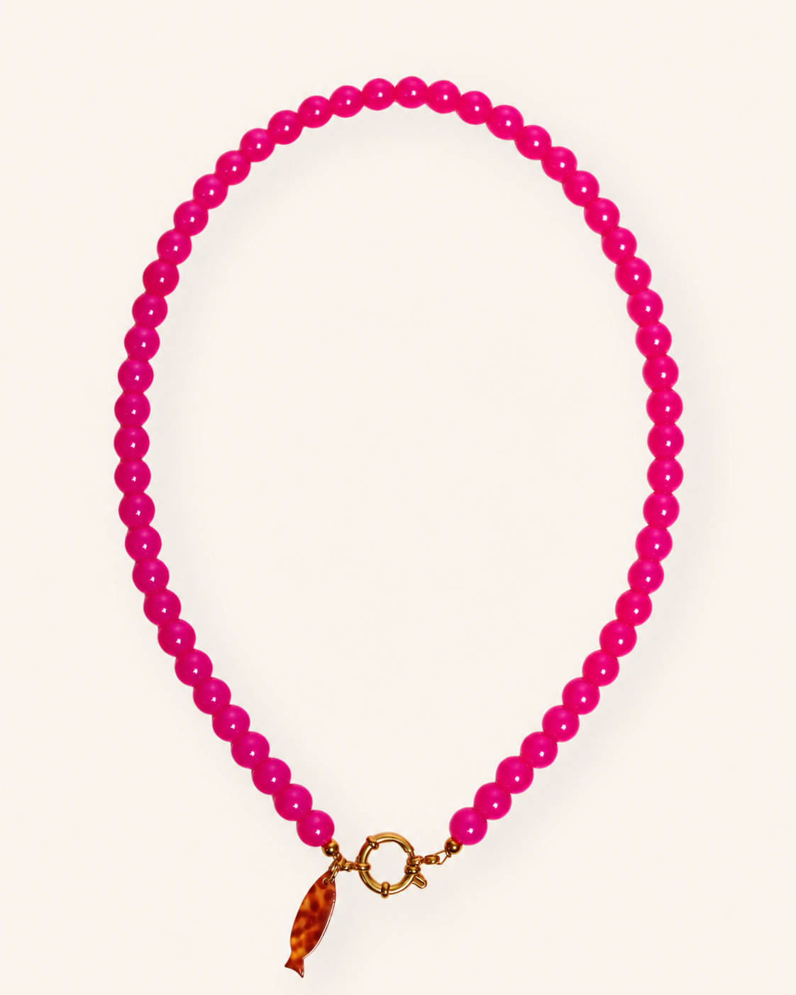 Fuchsia glaskralen ketting