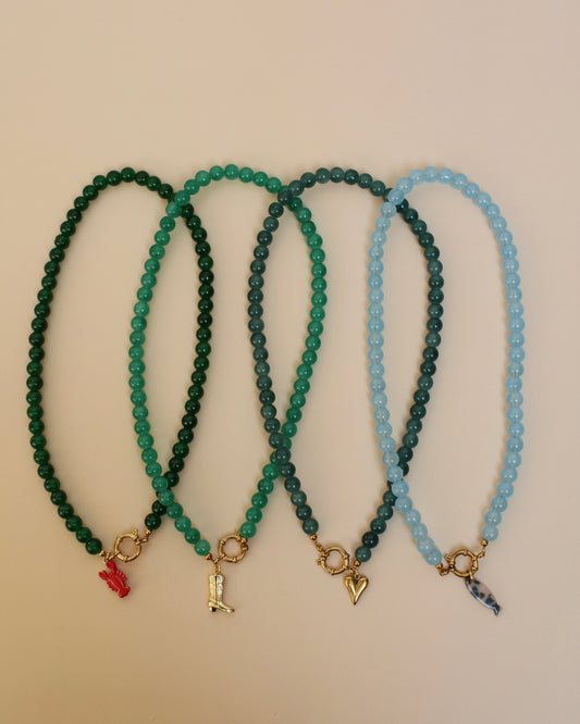 Hemelsblauwe glaskralen ketting