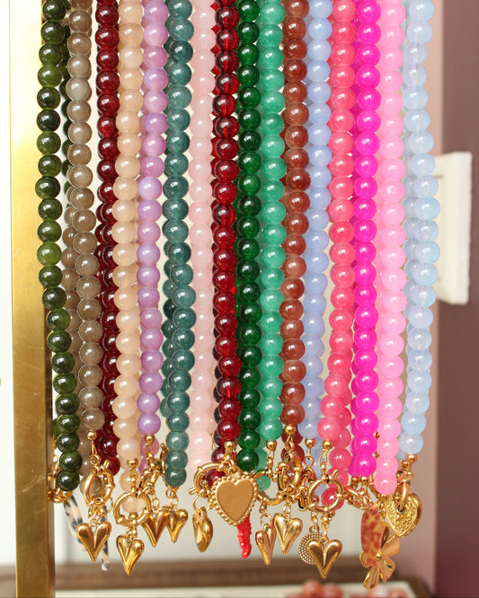 Fuchsia glaskralen ketting