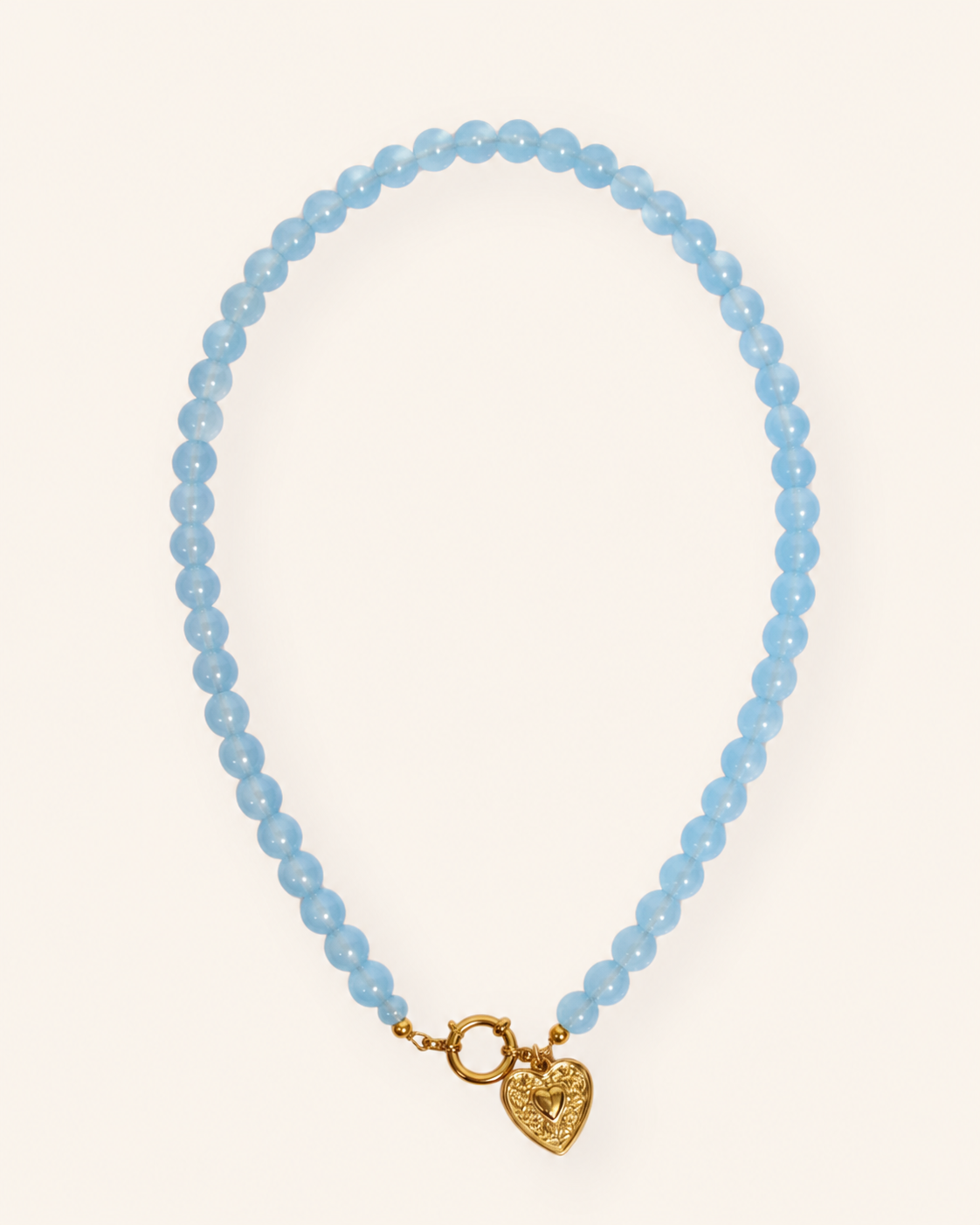 Ijsblauwe glaskralen ketting