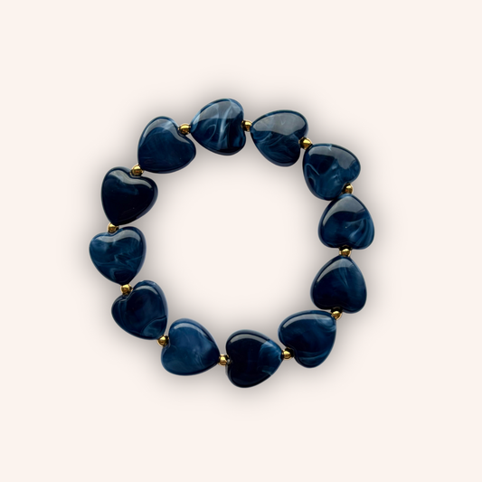 Donkerblauwe hartjes armband