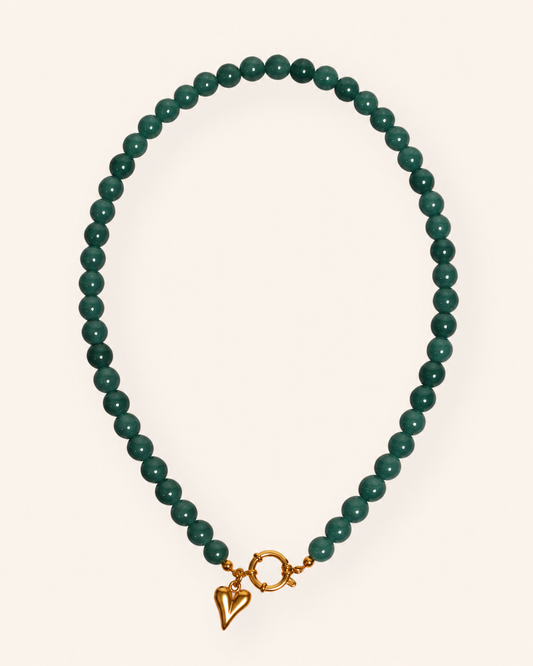 Petrol glaskralen ketting