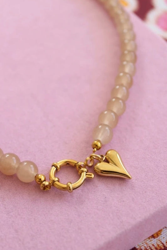 Beige glaskralen ketting