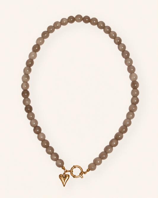 Taupe glaskralen ketting